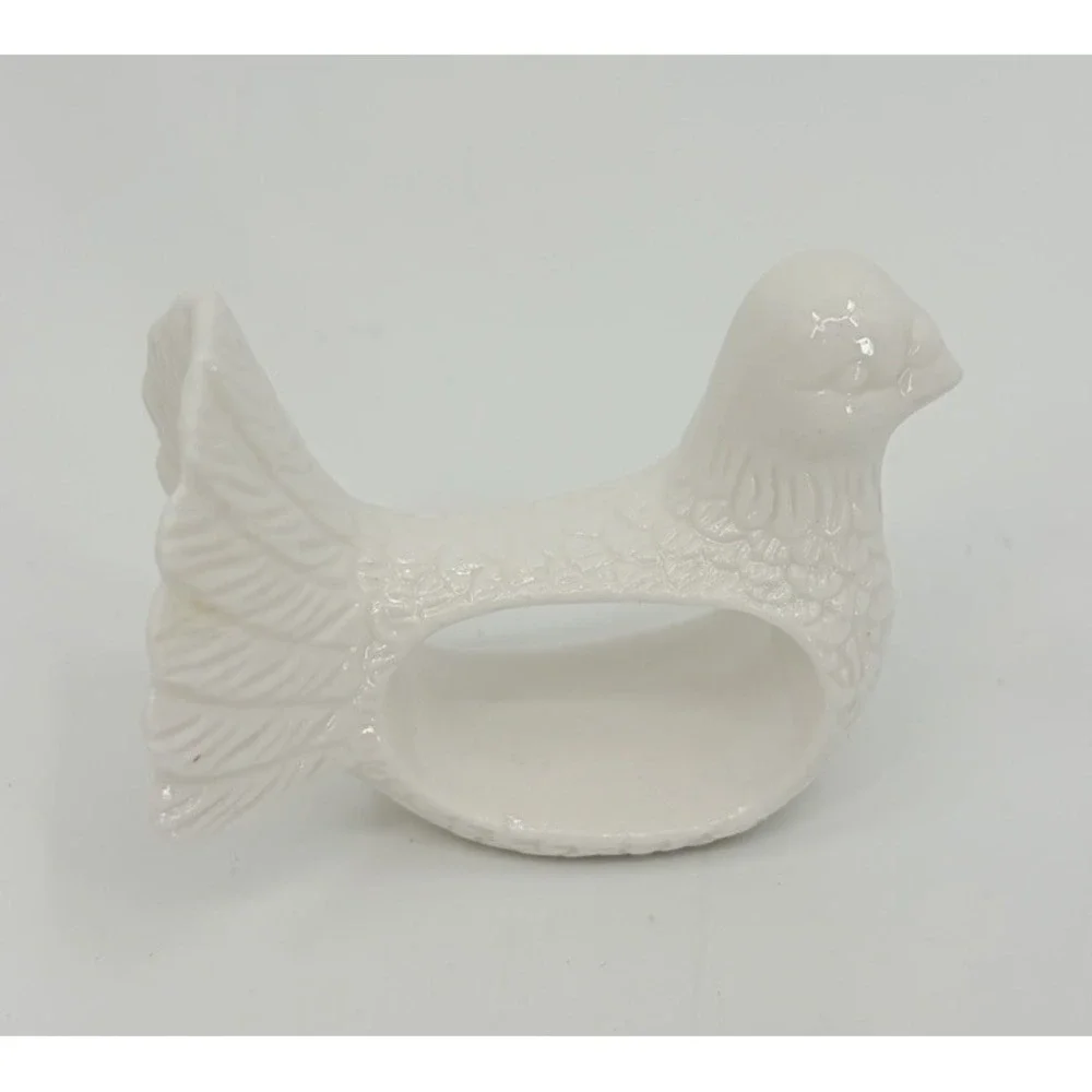 Vintage Shafford Design Dove Napkin Rings Set of 4 White Porcelain